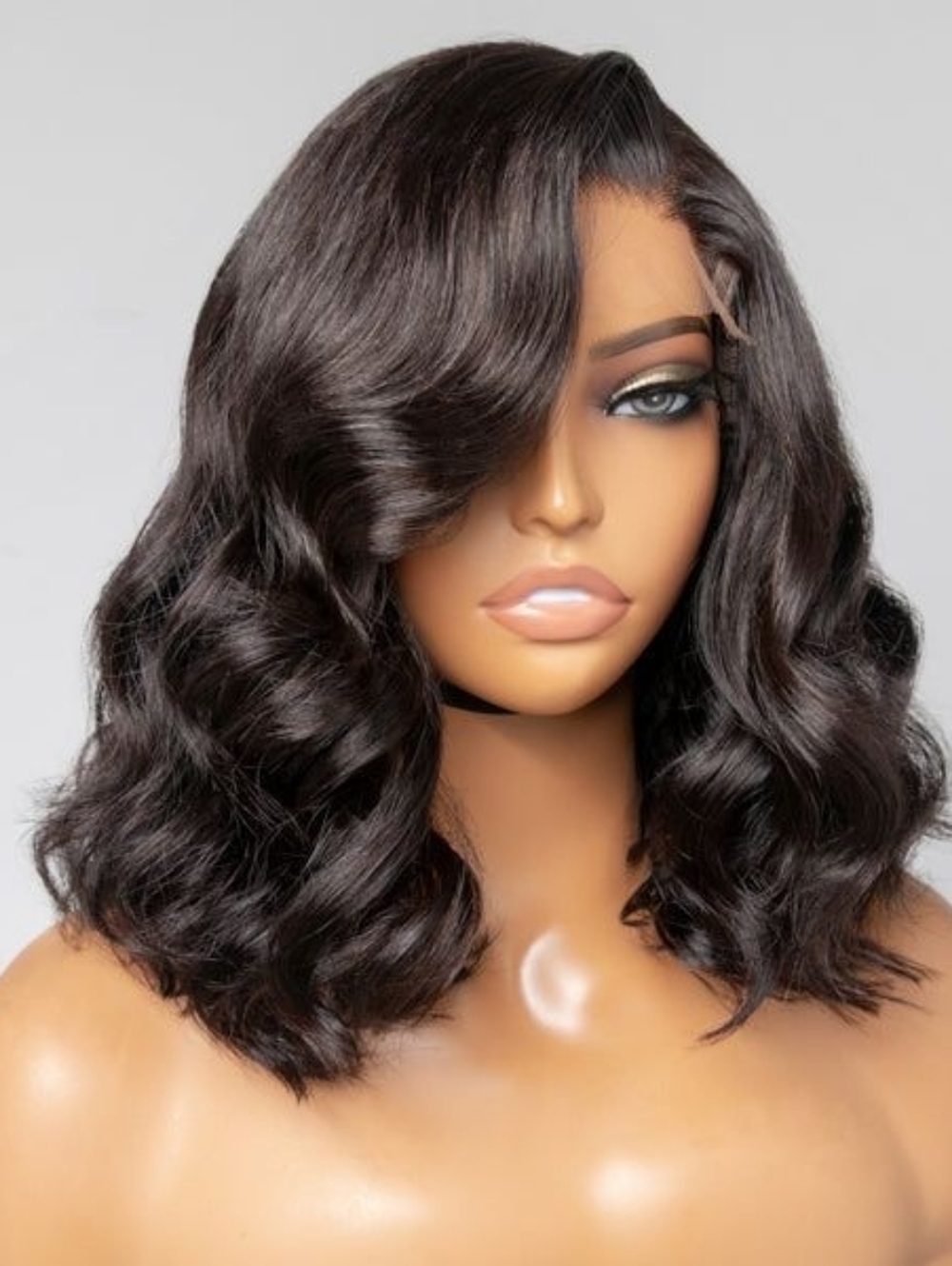 Human Hair Wig 18" Natural Brown Body Wave